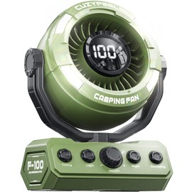 CuzyFeelin Portable Fan Rechargeable - Versatility Camping Fan with LED Lantern & Hook - USB Battery Powered, Cordless, 15-80H, 100 Speeds, 180° Oscillation - for Table, Outdoor, Tent, Travel - Green