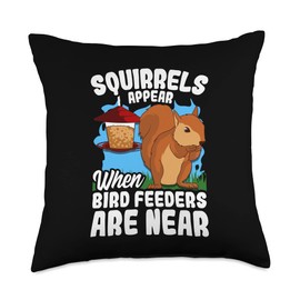 Funny Squirrels Appear When Bird Feeders Are Near Throw Pillow