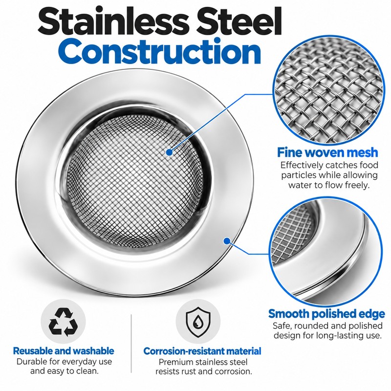 Stainless Steel Sink Strainer for Kitchen & Bathroom – Mesh