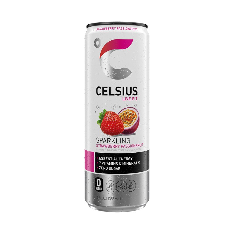 CELSIUS Sparkling Strawberry Passionfruit, Sugar Free Energy Drink, 12 Fl