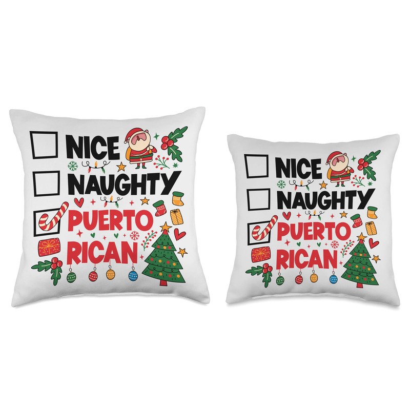 Nice Naughty Puerto Rican Puerto Rico Women Christmas Santa Throw