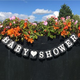 Baby Shower Bunting Banner Cardboard Birthday Party Decoration, Black