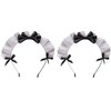 2Pc Black Women Girls Lolita Headband Lace Bow Hair Band