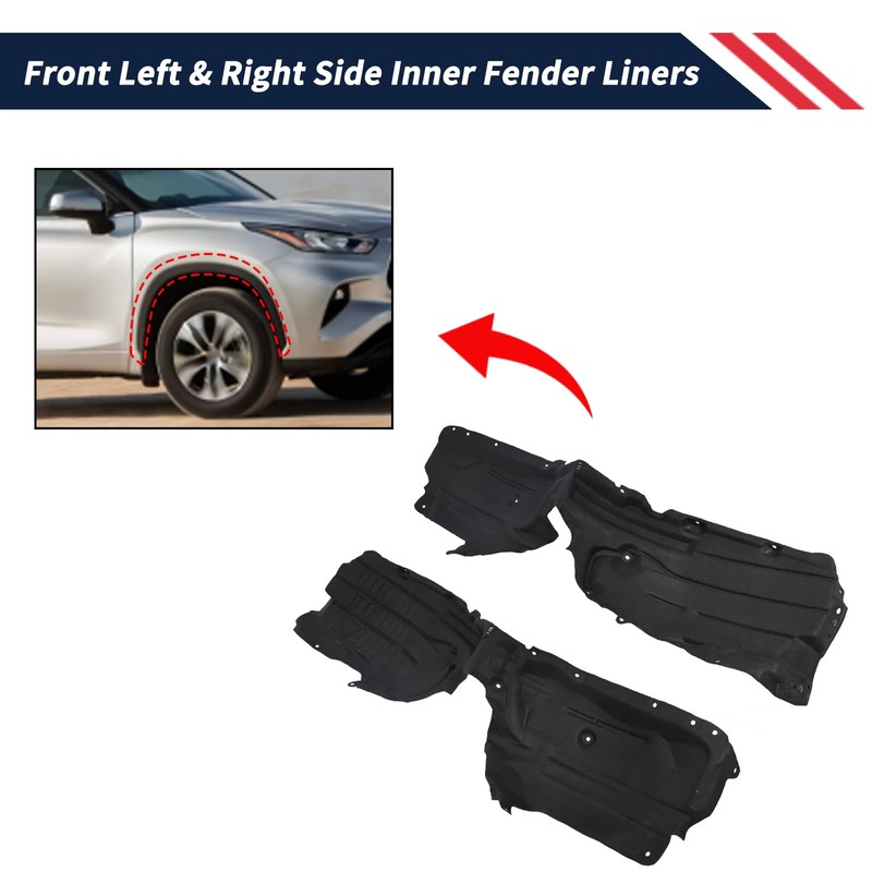 1 Pair Front Left & Right Side Inner Fender Liners