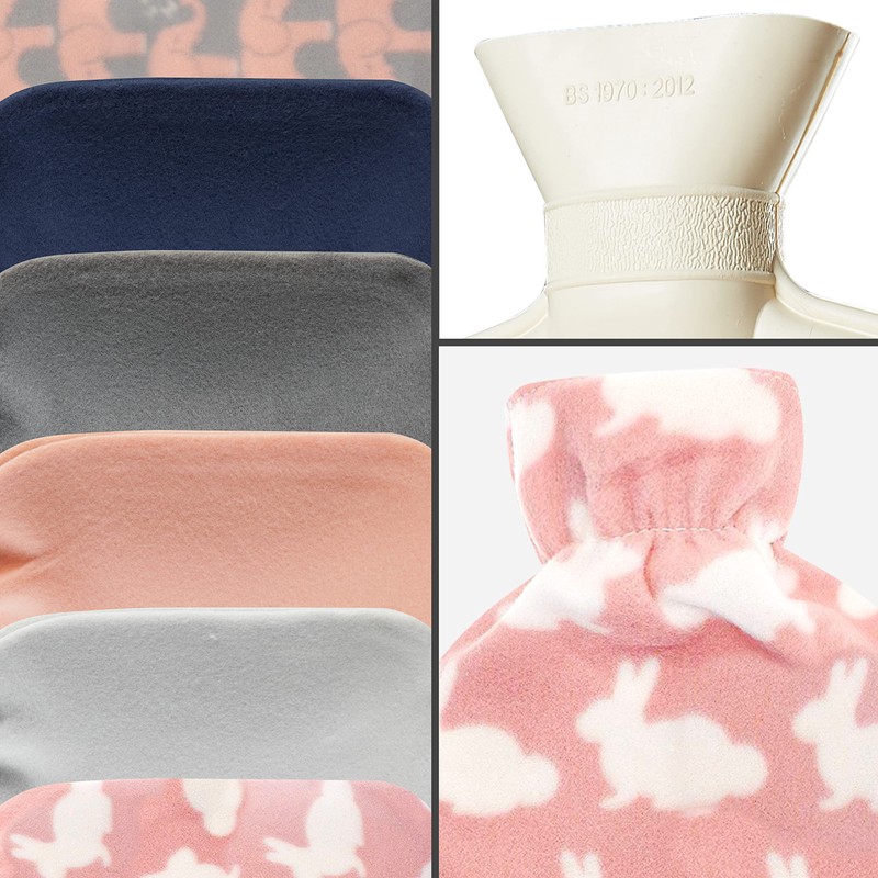CityComfort Hot Water Bottle with Soft Fleece Cover - Natural