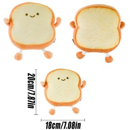 Auptiz Toast Bread Pillow,Soft Plush Toy, Funny Bread Shape Plush Toy Pillow,Doll Toy 3D Throw Pillow Cartoon Toy,Stuffed Plush Toast Sofa Pillow（19×18×3cm）