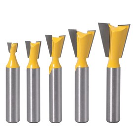 Saipor 5 Pieces 8 mm Shank Dovetail Milling Cutter Drill Sets Dovetail Woodworking Milling Tools Dovetail Common Cutter Set [1/4 Inch 1/2 Inch 3/8 Inch 5/8 Inch 3/4 Inch)