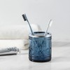 4PCs Teal Blue Glass Bathroom Accessories Set with Decorative Pressed