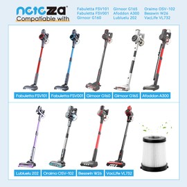 FSV001 Replacement Filter Compatiable with Fabuletta FSV001, FSV101, Girnoor G160 and G165 Afoddon A300 Cordless Stick Vacuum Cleaners Series 4 Pack