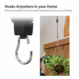 liuranqiso 2 Pack Plant Pulley, Retractable Heavy Duty Easy Reach Pulley Plant Hanging Flower Basket Hook Hanger for Garden Baskets Pots & Birds Feeder Hang High up and Pull Down to Water Or Feed