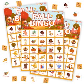 Autumn Bingo Games for Adults, Fall Thanksgiving Party Bingo Game Card Set, Fall Parties Game Supplies Activities, Autumn Holiday Favors for Family Friends Large Group -30