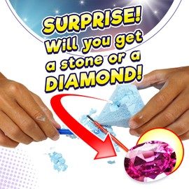 JA-RU Real Diamond Mine Gemstone Dig Kit (1 Pack) Mystery Rock, Minerals, and Gems for Kids | Break Your Own Geodes and a Chance to Get 1 Real Diamond | Party Favors for Kids Goodie Bags. Item 4630-1s