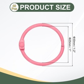 PATIKIL 48Pcs Loose Leaf Binder Rings, 1.2 Inch Metal Open Card Rings Heavy Duty Book Rings for Key Index Card Rings Paper Rings Office, Light Pink