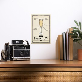 Lantern Press 6x9 Inch Metal Sign, Prohibition, Cocktail Recipe, French 75