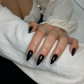 Dark Green Press on Nails Medium Stiletto Almond,KQueenest Pure Color Acrylic Nails Kit Reusable Fake Nails Christmas with Feature Protective UV Coating for Women Nail Art Manicure in 24PCS