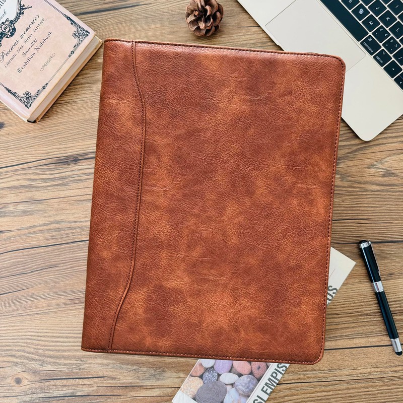Gvalant 3 Ring Binder Vegan Leather Portfolio, Zippered Portfolio for