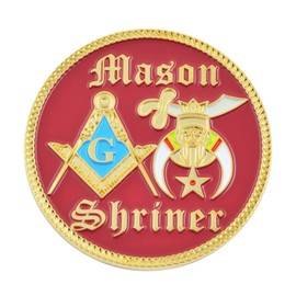Shriner Red & Gold Masonic Auto Emblem - 2" Diameter