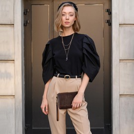 S-ZONE Leather Wristlet Wallets for Women Small Clutch Purses with Detachable Strap Card Holder Coin Purse