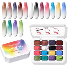 Karroy Karroy Sponge Pat Paint Nail Gel, Ombre Nails Gradient Gel Nail Blush Blooming Aura Nails Drawing Stripper Floral Painting DIY Nail Art, No Wipe, UV/LED Curing (16 Colors B)