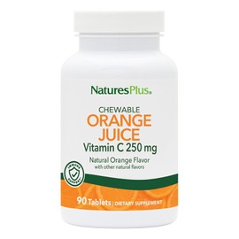 NaturesPlus - Vitamina C masticable de zumo de naranja - 250 mg, 90 tabletas vegetarianas - Suplemento inmunológico de alta potencia, antioxidante, suave en el estómago - sin gluten - 90 porciones