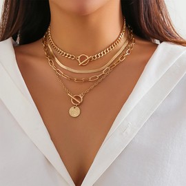 Layered Necklace for Women Adjustable Layered Chain Necklace Gold Jewelry Gifts for Women Trendy 2025