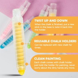 LVYOALIN LVYOALIN Dustless Chalk for Kids,Non-toxic 12 Colored Sidewalk Chalk With Holder for Kids, Washable Toddlers Chalks for Blackboard Drawing Writing