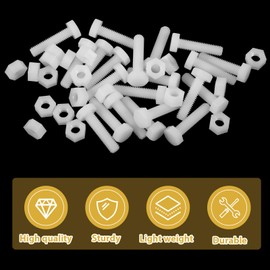 20 Pairs White Nylon Hex Bolts M6x28mm Nylon Screw Nut Assortment Slotted Pan Head Screws Hex Bolts and Nuts Set for Machinery Electronics