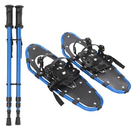 21/25Inch Snowshoes with Poles for Snowshoeing, All-Terrain Snow Shoes Kit with Adjustable Trekking Poles and Carrying Bag for Women Men (Blue, 25 Inch)