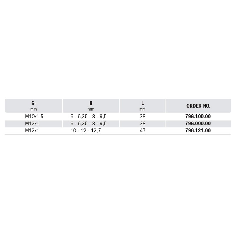 CHUCK W/OUT COLLET S=M10 FOR S=6-6.35-8-9.5mm 796.100.00