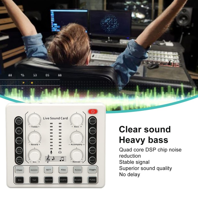 M8 Podcast Live Sound Card, Multiple Sound Effects Voice Changing