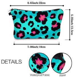 Aiphamy Cute Travel Makeup Bag Cosmetic Bag Small Pouch Gift for Women (Big Leopard Jade Green)