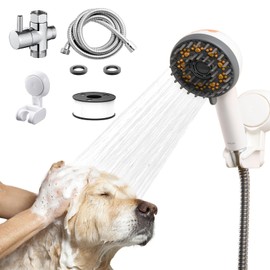 XMammal Dog Shower Attachment with hose 59 inches,high pressure pet bath supplies Handheld Shower Head hose attachment,3 Spraying Mode On/Off