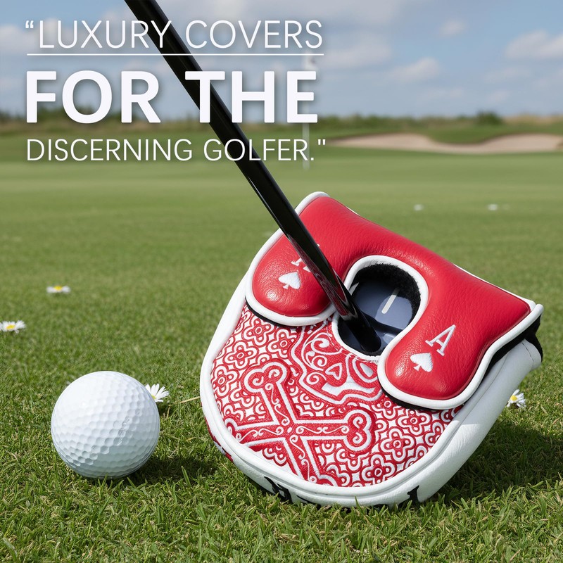 Golf Mallet Putter Cover Golf Headcover, Magnetic Closure Premium Leather