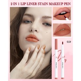 LYSdefeu Lip Liner Stain Mark Pen-1Pcs Brown Liquid Lip Tint, Longlasting Waterproof Smudgeproof Lipstick Lipcolor, Precise Chisel Tip Smooth Lip Gloss Pen, Christmas Makeup Gift for Women Girl-05
