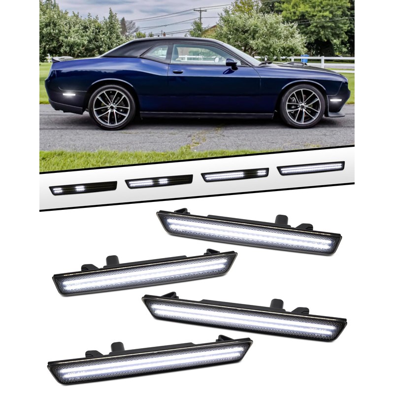 PWOBVZ Dynamic White Side Marker Lights for Dodge Challenger 2015-2023,