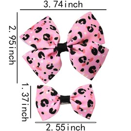 Pink Leopard Hair Clips for Women Leopard Print Hair Bows for Girls Leopard Bow Hair Clips for Girls Bow Hair Barrettes for Women Girls 3 PCS Leopard Print Hair Accessories for Women