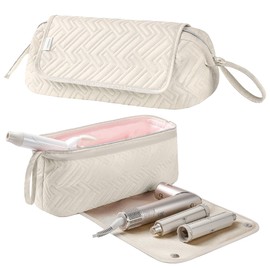 Leudes Hair Tools Travel Bag for Women Heat Resistant Mat for Travel Essentials Hot Tools Straighteners,Flat Irons,Curling Iron,Hot Air Brushes and Hair Dryer Organizer Bags 2 in 1 (Beige)