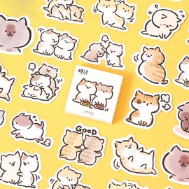 Obujopal 45pcs Cute Cat Stickers for Scrapbooking, Bullet Journal, DIY Decoration, Planners, Suitcase, Diary, Notebooks, Album, Laptop, Phone Cases, and Art Crafts