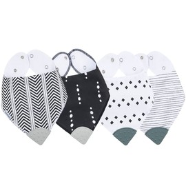 Bazzle Baby Bandana Bib. Teething Bibs with Teether Attached for Natural Teething Relief. Absorbent Cotton & Fleece Drool Bib