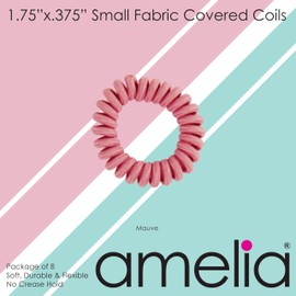 Amelia Beauty, 8-Pack, Mauve, Small Fabric-Wrapped Elastic Hair Coils, 1.75in Spiral Ties for Strong, Gentle Hold – No Dents or Creases!