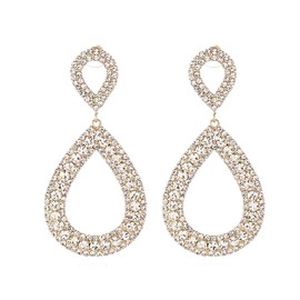 14K Gold Rhinestone Waterdrop Drop Dangle Earrings for Women,Sparkly Hollow Teardrop Dangling Earrings,Fashionable Party Wedding Jewelry Gifts (Gold)