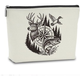 Cosmetic Bag Organizer Travel, Compact Lightweight Accessory for Travel and Daily Use - VICBOU Deer Duck Fishing Makeup