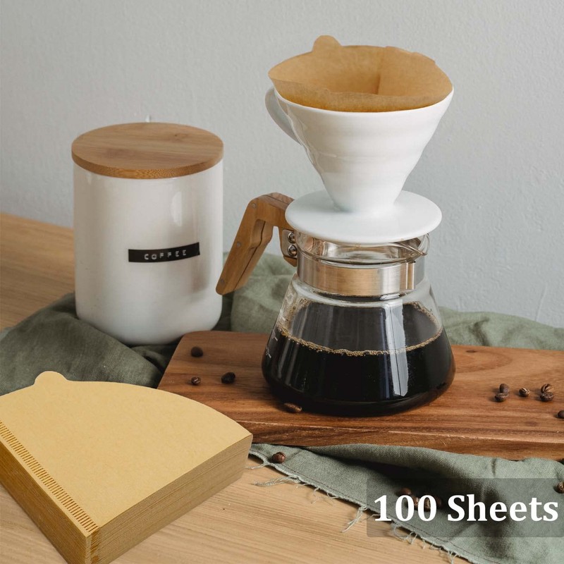 Coffee Filters Cone 01, 100 Count Unbleached Natural Brown 1-2