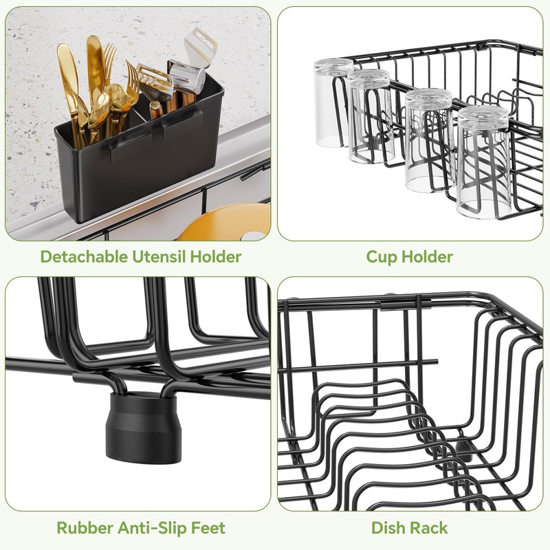 Simple Trending Expandable Dish Drying Rack in Sink, Adjustable Dish