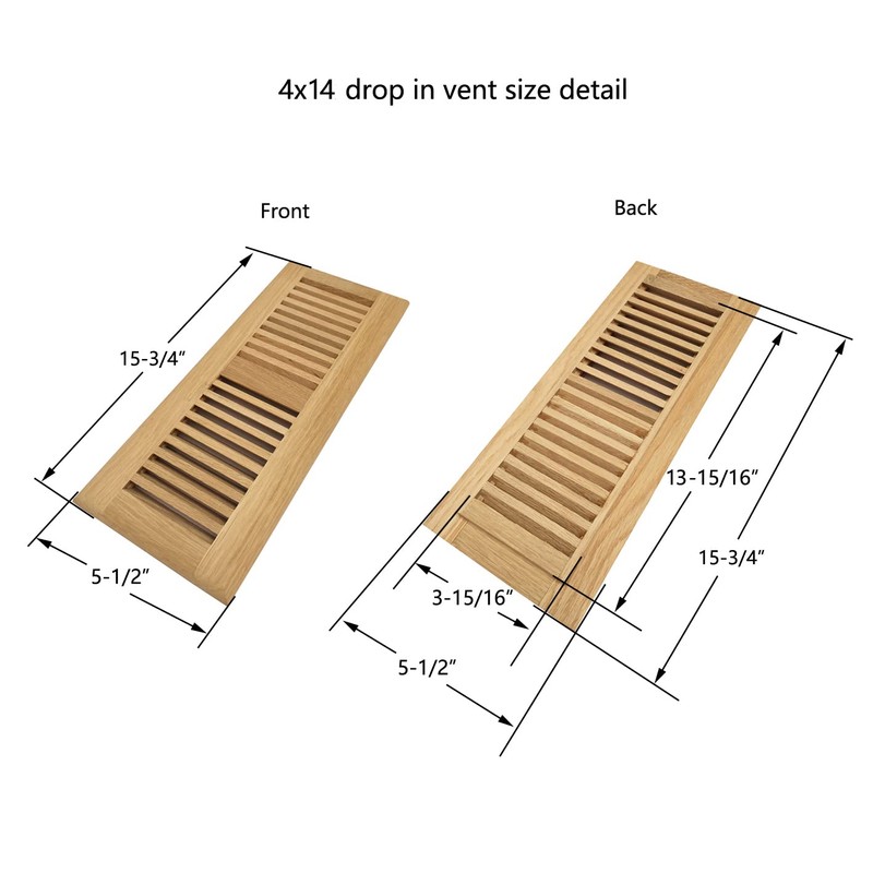 Homewell Red Oak Wood Floor Register Vent Cover, Drop in
