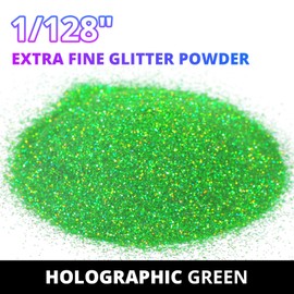 HTVRONT Holographic Fine Green Glitter - 200g/7oz Glitter for Crafts, 0.008" Portable Extra Fine Glitter for Resin, Holographic Glitter for Nails, Tumblers, Body Glitter Powder