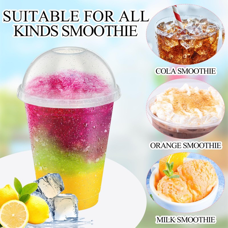 Ninehaoou 6 Sets 16 oz Reusable Glitter Plastic Cups with