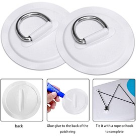 Namvo Paddle Board Patch SUP Bungee Deck Rigging Kit with 6 Pieces D-Ring Patch and Elastic Bumper Cord for PVC Inflatable Boat Deck Mounting Set Kayak Accessories