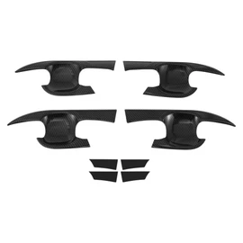 X AUTOHAUX Car Door Handle Cup Protector for Toyota Camry 2018-2024 Carbon Fiber Black ABS 8 Pcs Blade Shape