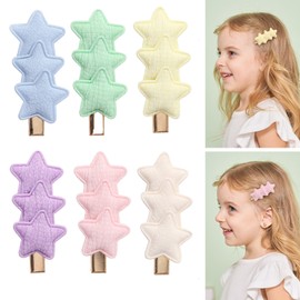 6 Pcs Macaron Star Hair Clips Y2K Cute Hair Barrettes, Alligator Duckbill Clips Decorative Colorful Accessories for Little Girls Teens Toddlers Child Kids Gifts
